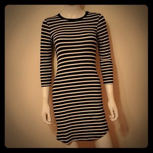 Monteau black-striped soft cotton dress.